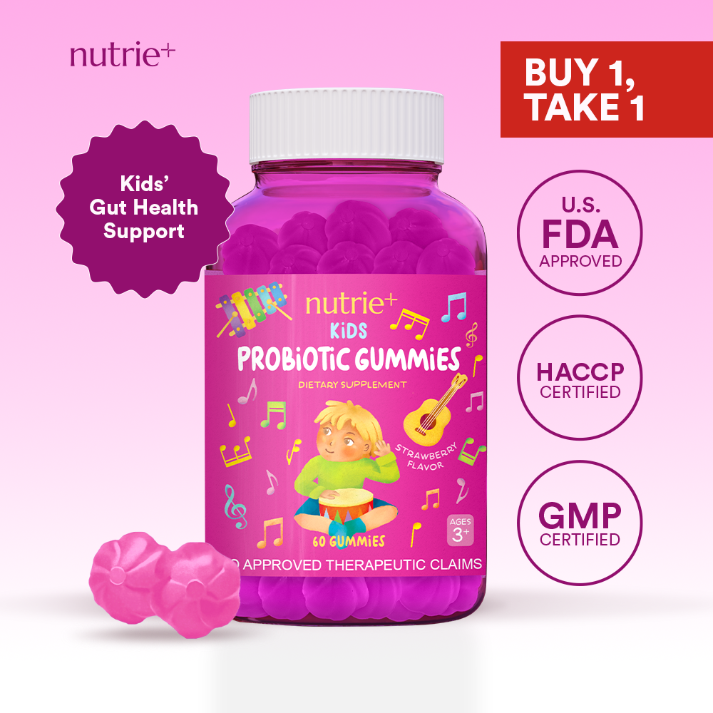 Nutrie Kids Probiotic Gummies 60pcs (Children's Digestive Health Supplement) - B1T1