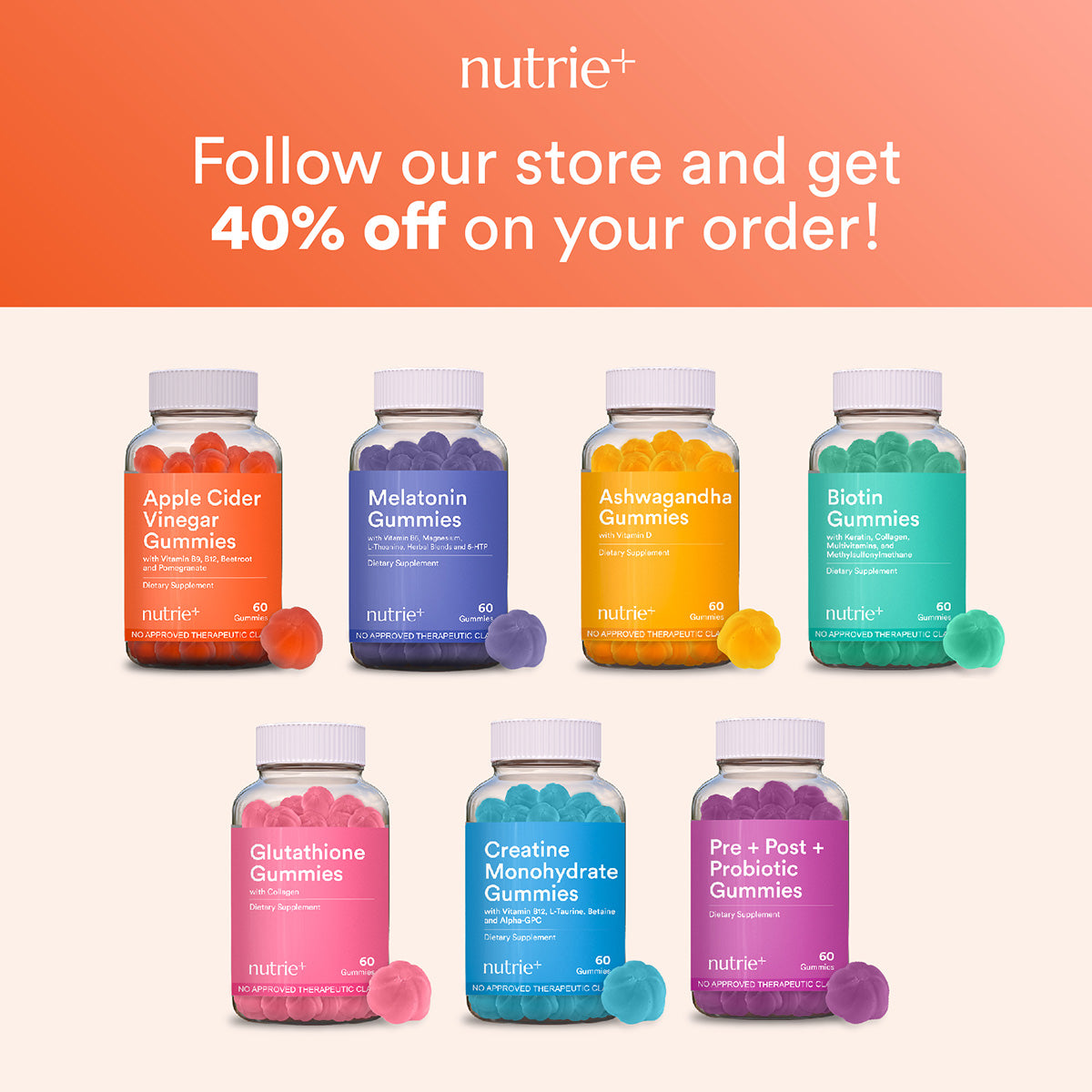 Nutrie Apple Cider Vinegar Gummies 60pcs (Appetite Management Suppleme Nutrie Apple Cider Vinegar Gummies 60pcs (Appetite Management Suppleme