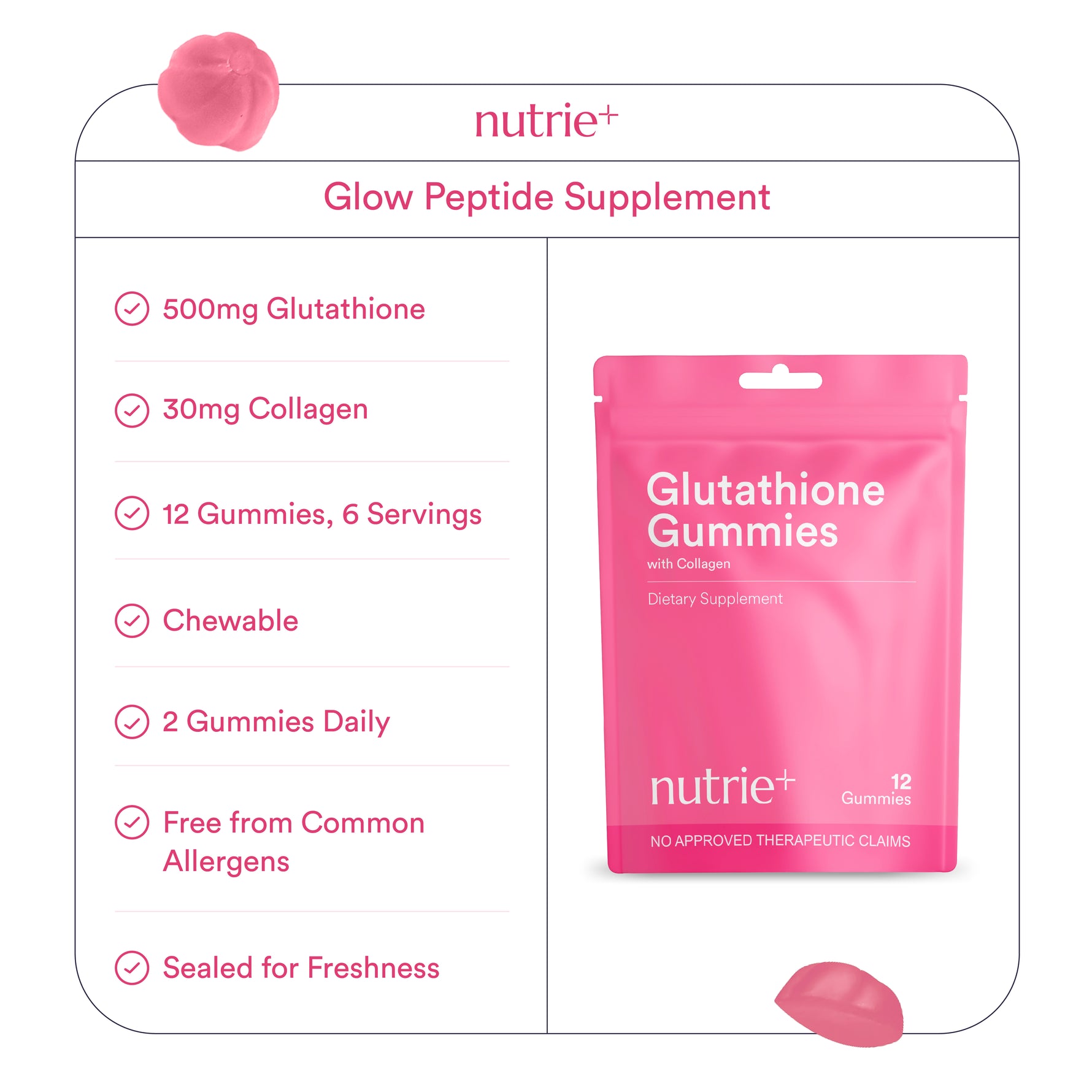 Nutrie Glutathione With Collagen Gummies 12pcs (Skin Brightening & Rad Nutrie Glutathione With Collagen Gummies 12pcs (Skin Brightening & Rad