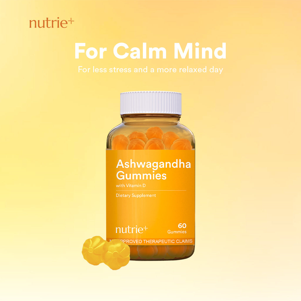 Nutrie Ashwagandha Gummies 60pcs (Adaptogenic Relaxation Supplement)