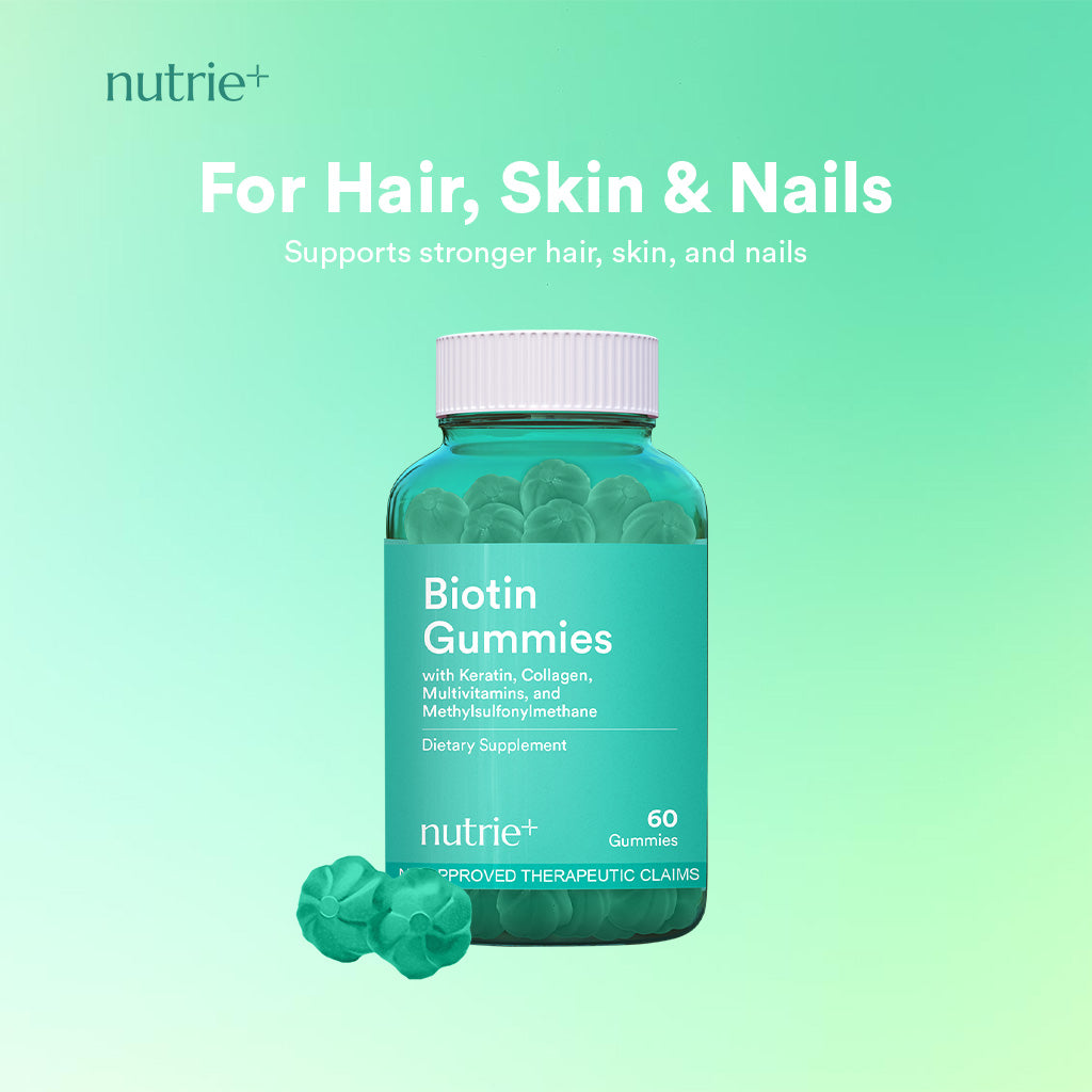 Nutrie Biotin With Keratin And Collagen Gummies 60pcs (Hair, Skin, And Nails Supplement)
