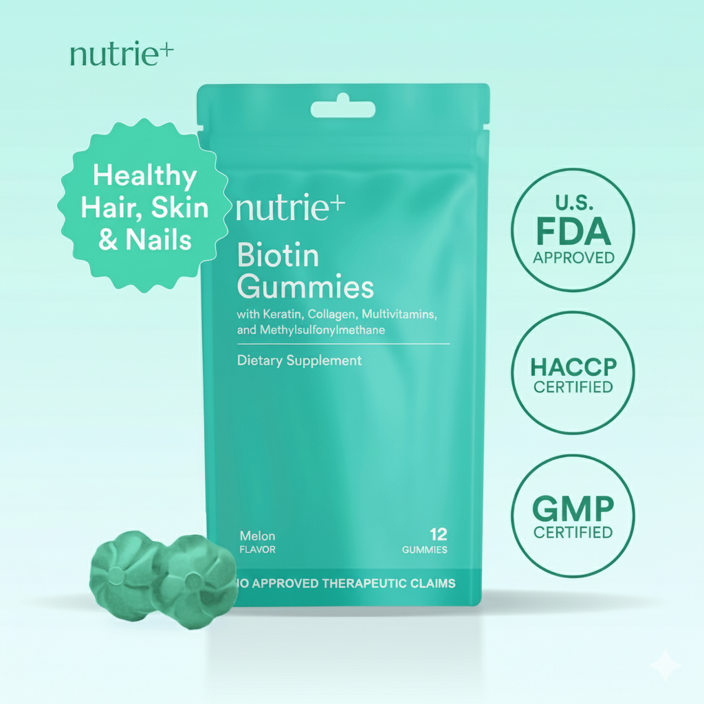Nutrie Biotin With Keratin And Collagen Gummies 12pcs (Hair, Skin, And Nails Supplement)