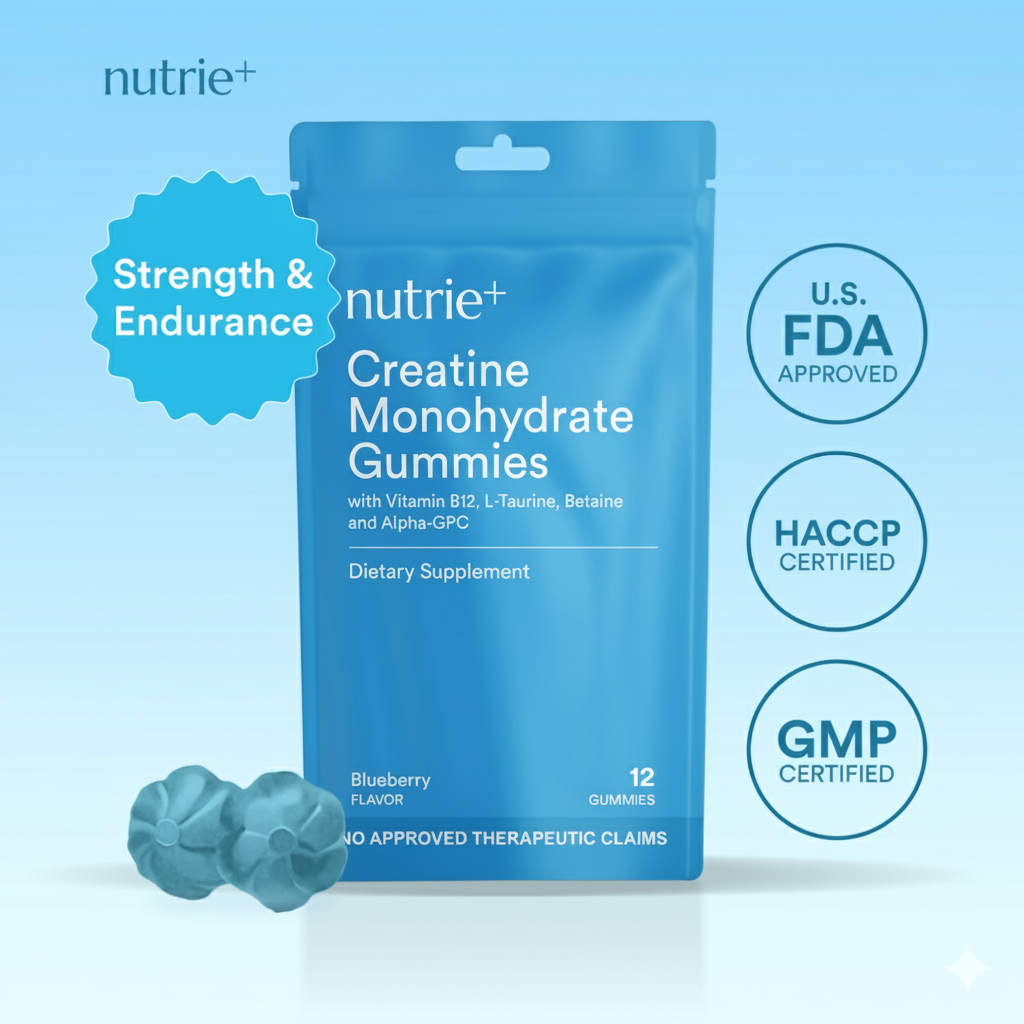 Nutrie Creatine 5g Monohydrate Gummies 12pcs (Muscle Strength, Endurance & Workout Recovery)