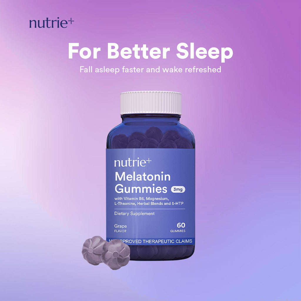 Nutrie 3mcg Melatonin Gummies 5HTP 60pcs (Sleep Dietary Supplement Anti Stress)